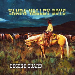 Yampa Valley Boys - Second Guard CD showing a cowboy on a palomino horse near steers under a dark sky